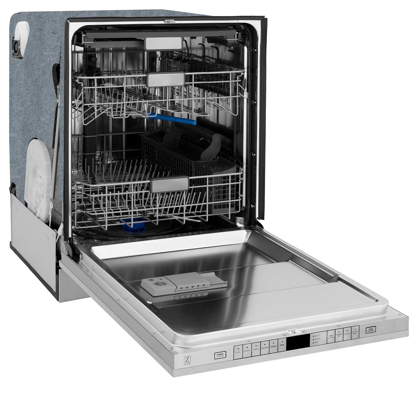 ZLINE 24-Inch Monument Series 3rd Rack Top Touch Control Dishwasher in Satin Stainless Steel with Stainless Steel Tub, 45dBa (DWMT-SN-24)