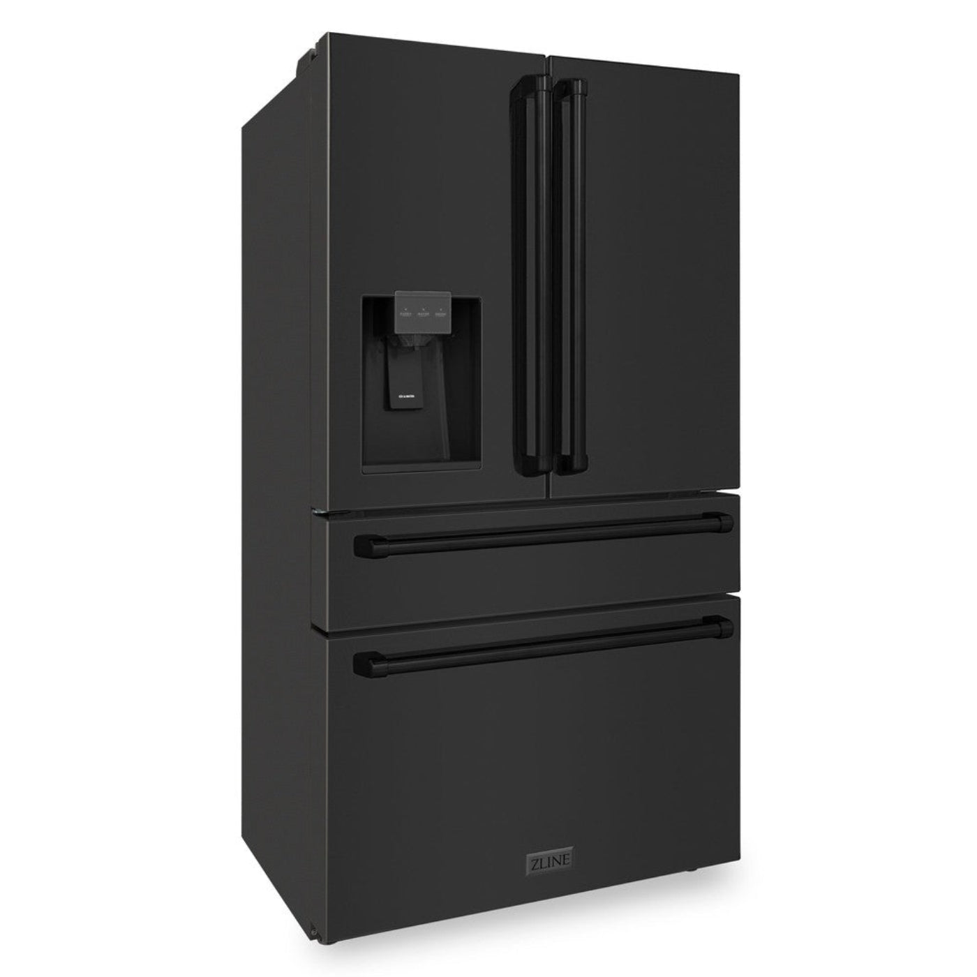 ZLINE 36 inch French Door Refrigerator with Water Dispenser, Ice Maker in Fingerprint Resistant Black Stainless Steel,  - RFM-W-36-BS
