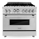 ZLINE Appliance Package - 36 in. Gas Range, Range Hood and Microwave Drawer, 3KP-RGRH36-MW