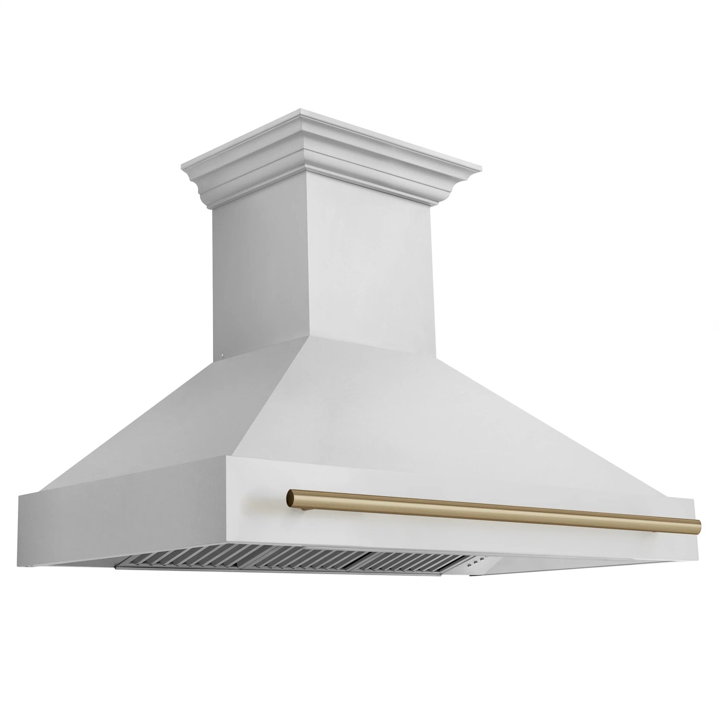 ZLINE Autograph Edition 4-Piece Appliance Package - 48-Inch Dual Fuel Range, Refrigerator with Water Dispenser, Wall Mounted Range Hood, & 24-Inch Tall Tub Dishwasher in Stainless Steel with Champagne Bronze Trim (4AKPR-RARHDWM48-CB)