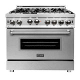 ZLINE 36 in. Professional 6 Gas on Gas Range in Stainless Steel with DuraSnow® Finish Door, RG-SN-36