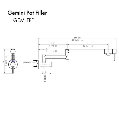 ZLINE Gemini Pot Filler in Polished Gold (GEM-FPF-PG)