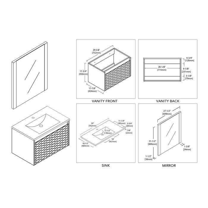 Blossom Paris 30 Inch Bathroom Vanity - V8008 30 01 - Backyard Provider