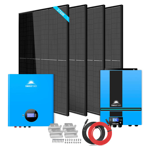 Sun Gold Off-Grid Solar Kit 6500W 48VDC 120VAC 5.12KWH PowerWall Lithium Battery 4 X 370 Watts Solar Panels SGM-655M