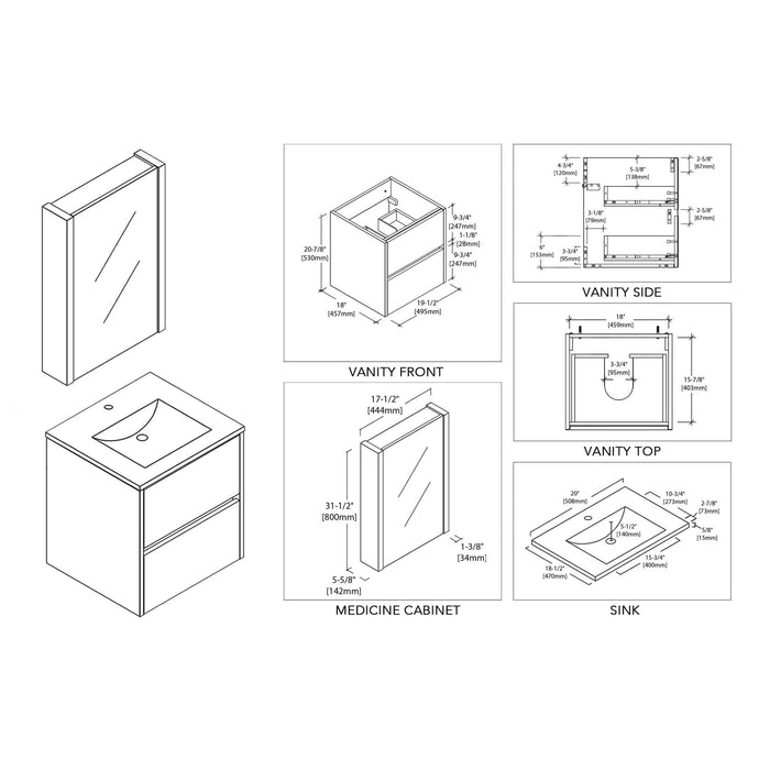 Blossom Valencia 20 Inch Bathroom Vanity - V8016 20 01 - Backyard Provider