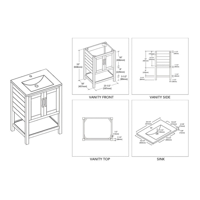 Blossom Lucca 24 Inch Bathroom Vanity - V8017 24 01 - Backyard Provider