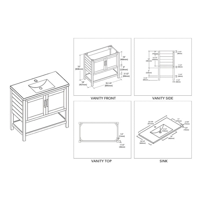 Blossom Lucca 36 Inch Bathroom Vanity - V8017 36 01 - Backyard Provider