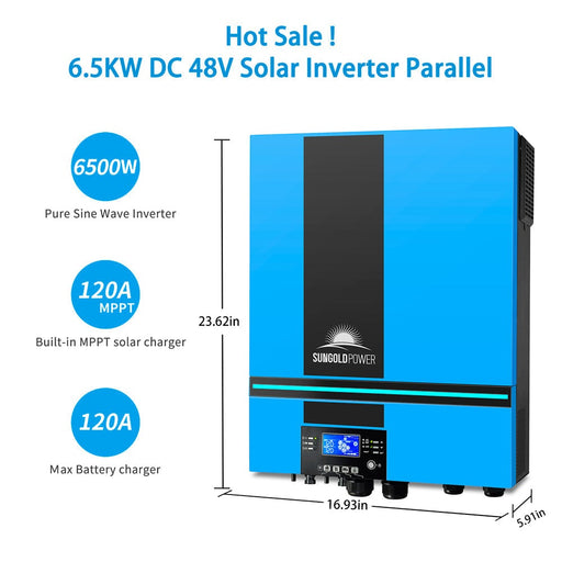 Sun Gold Off-Grid Solar Kit 6500W 48VDC 120VAC 5.12KWH PowerWall Lithium Battery 4 X 370 Watts Solar Panels SGM-655M