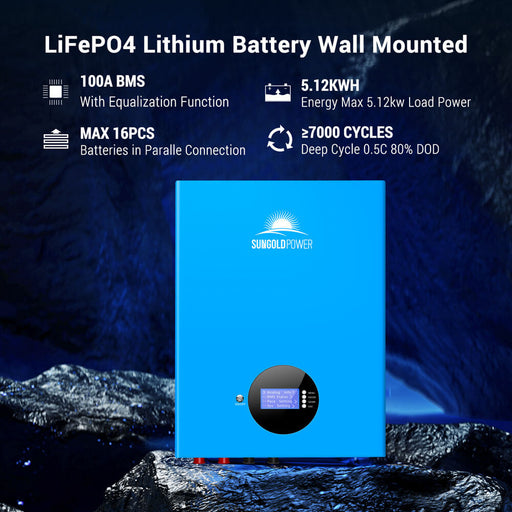 Sun Gold 5.12KWH Powerwall LiFePO4 Lithium Battery SG48100M