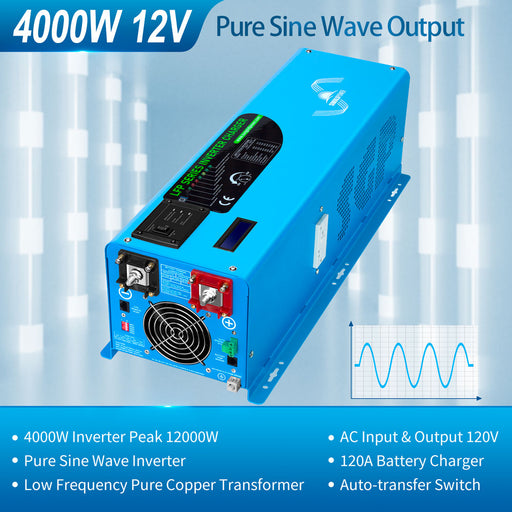 4000W DC 12V Pure Sine Wave Inverter With Charger - LFP4K12V120VSG