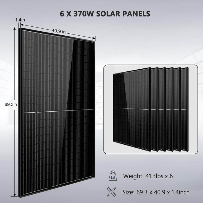 Sun Gold Off Grid Solar Kit 6000W 24VDC 120V/240V LiFePO4 10.24KWH Lithium Battery 6 X 370 Watt Solar Panels SGK-PRO62