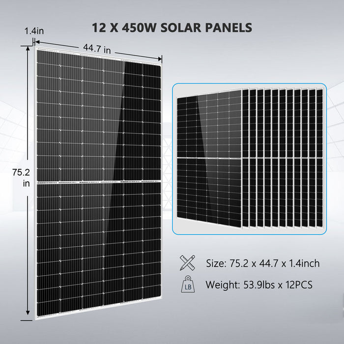 Complete off Grid Solar Kit with Battery 8000W 48V 120V/240V output  10.24KWH Lithium Battery 3600 Watt Solar Panel SGK-8MAX - SunGoldPower