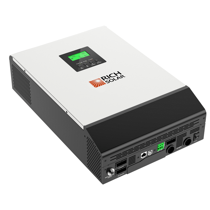 RICH SOLAR Hybrid Off-Grid Inverter | 2400W 24V 120A Output + 2.4kW Solar Input | 80A MPPT Charge Controller (Grid Feedback Optional) - Backyard Provider