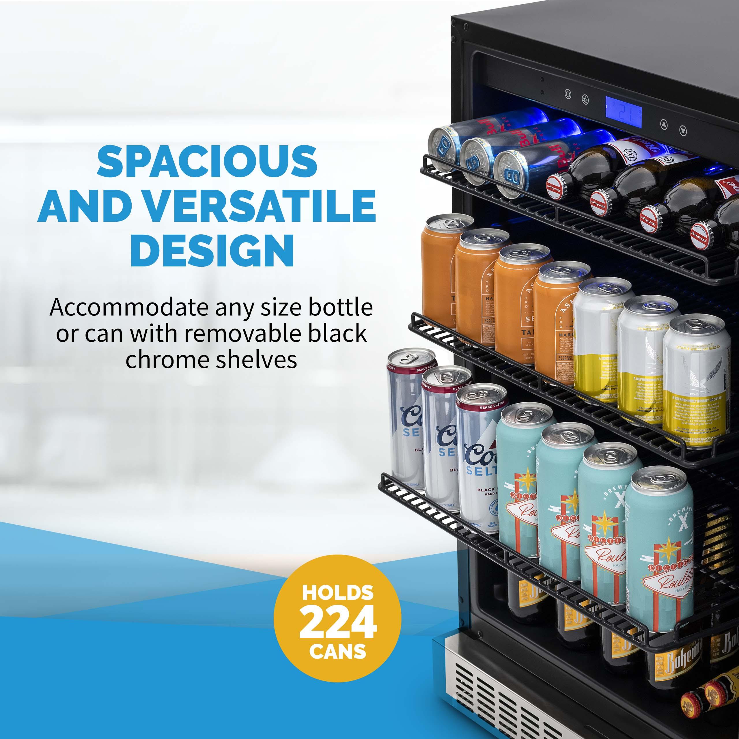 Newair - 24” 224-Can Built-in Premium Beverage Center w/ Color Changing LED Lights NBC224SS00