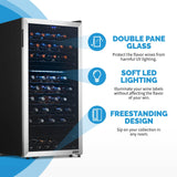 Newair - 76-Bottle Dual-Zone Freestanding Wine Cooler w/ Low-Vibration Ultra-Quiet Inverter Compressor NWC076SS00