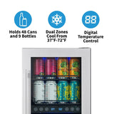 Newair - 15” 9-Bottle/48 Can Built-in/Freestanding Dual-Zone Wine & Beverage Center NWB057SS00