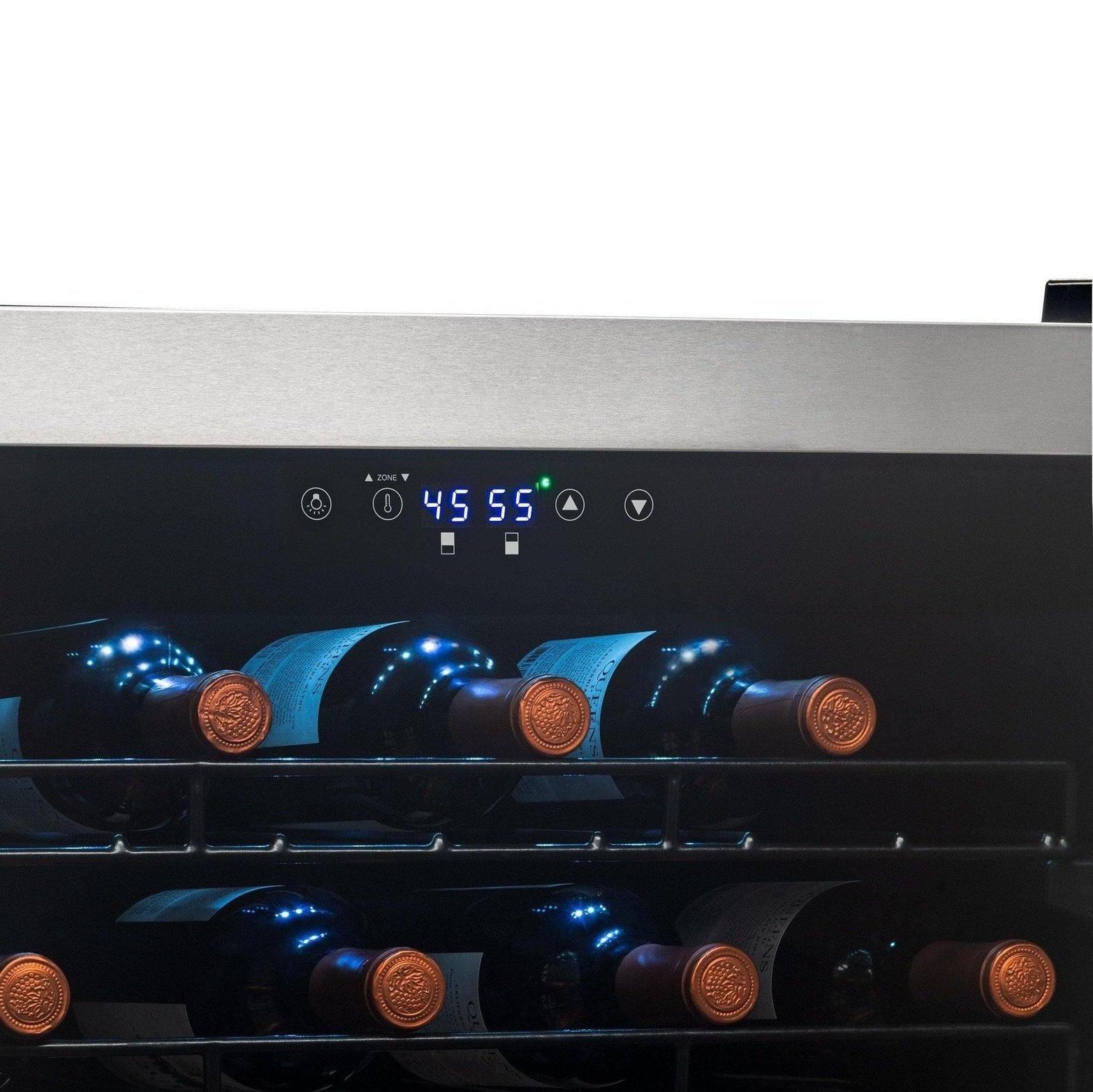 Newair - 76-Bottle Dual-Zone Freestanding Wine Cooler w/ Low-Vibration Ultra-Quiet Inverter Compressor NWC076SS00