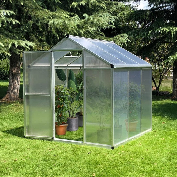 Outsunny 6' L x 6' W Walk-In Polycarbonate Winter Greenhouse - 845-243