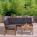 Outsunny 6 Piece Acacia Wood Sectional Sofa Outdoor Patio Furniture Set - 84B-448