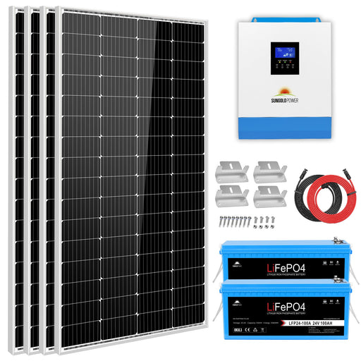 Sun Gold Solar Kit 3000W 24V Inverter 120V output Lithium Battery 800 Watt Solar Panel SGKT-3PRO