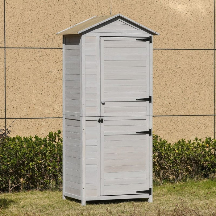 Outsunny Wooden Garden Cabinet 4-Tier Storage Shed - 845-360