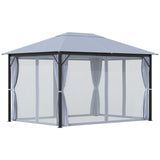 Outsunny 13' x 10' Outdoor Patio Gazebo Canopy with PA Coated Polyester Roof - 84C-188V01GY