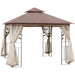 Outsunny 10' x 10' Outdoor Patio Gazebo Canopy with 2-Tier Polyester Roof - 84C-100BN