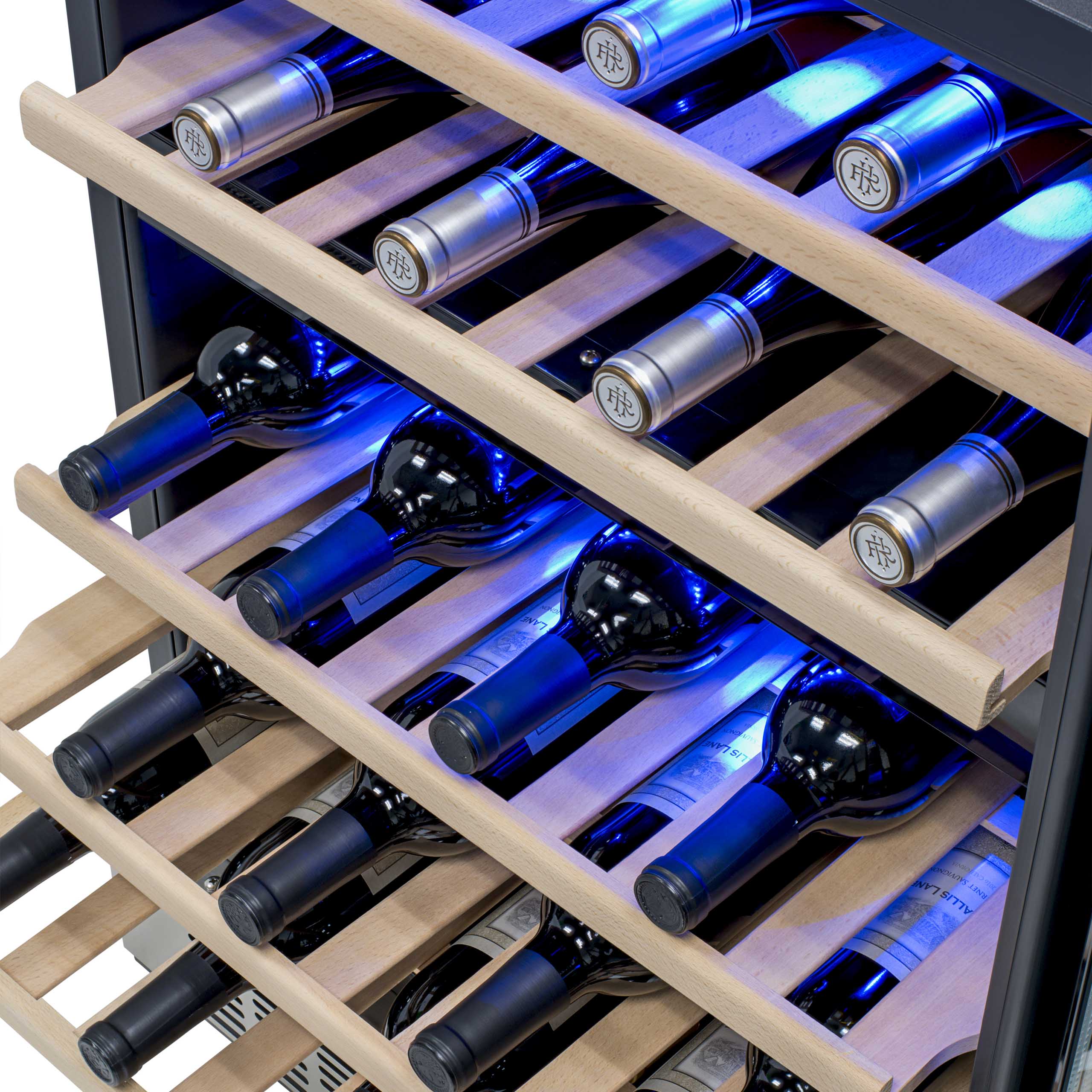 Newair - 24” 46-Bottle Dual-Zone Built-in/Freestanding Wine Cooler AWR-460DB - Stainless Steel w/ Beech Wood Shelves