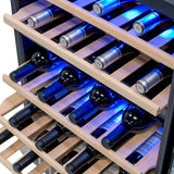 Newair - 24” 46-Bottle Dual-Zone Built-in/Freestanding Wine Cooler AWR-460DB - Stainless Steel w/ Beech Wood Shelves