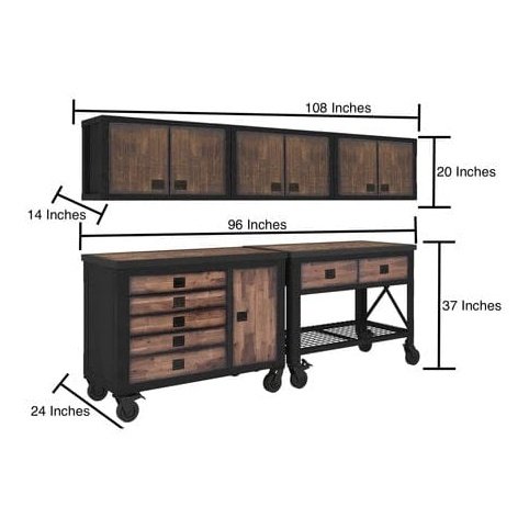 Duramax 5-Piece Garage Storage Combo Set with Workbench, Tool Chest and Wall Cabinets - Backyard Provider