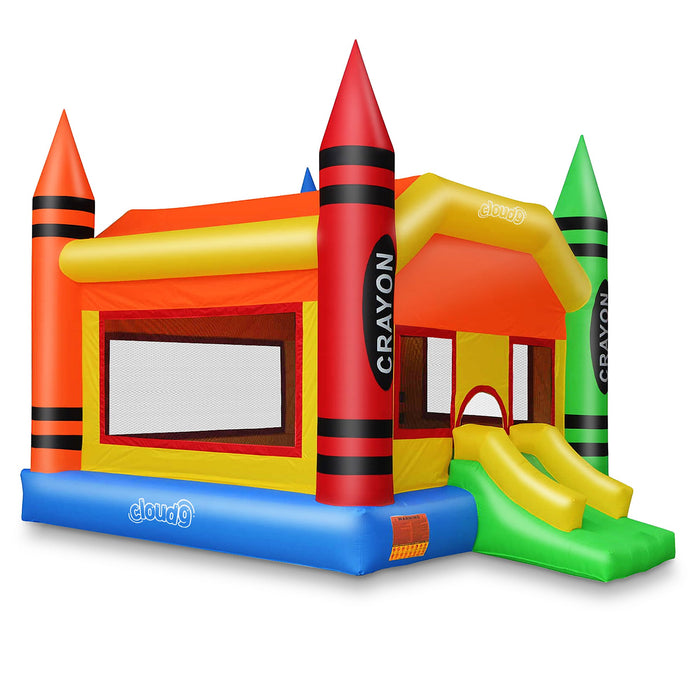 Crayon Inflatable Bounce House with Slide and Air Blower - Cloud 9 - Backyard Provider