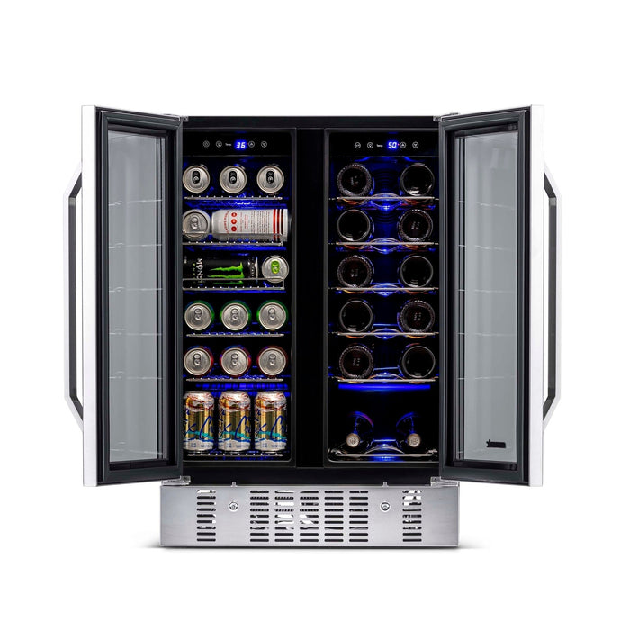 Newair - 24” 18-Bottle/58 Can Dual-Zone French Door Wine & Beverage Center AWB-360DB