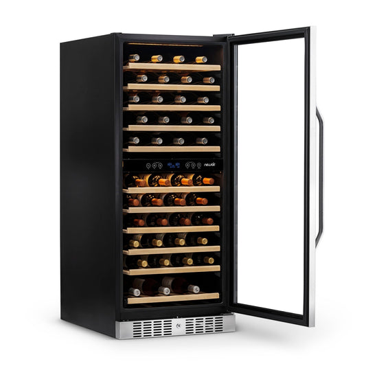 Newair - 27” 116-Bottle Dual-Zone Built-in Stainless Steel Wine Cooler AWR-1160DB