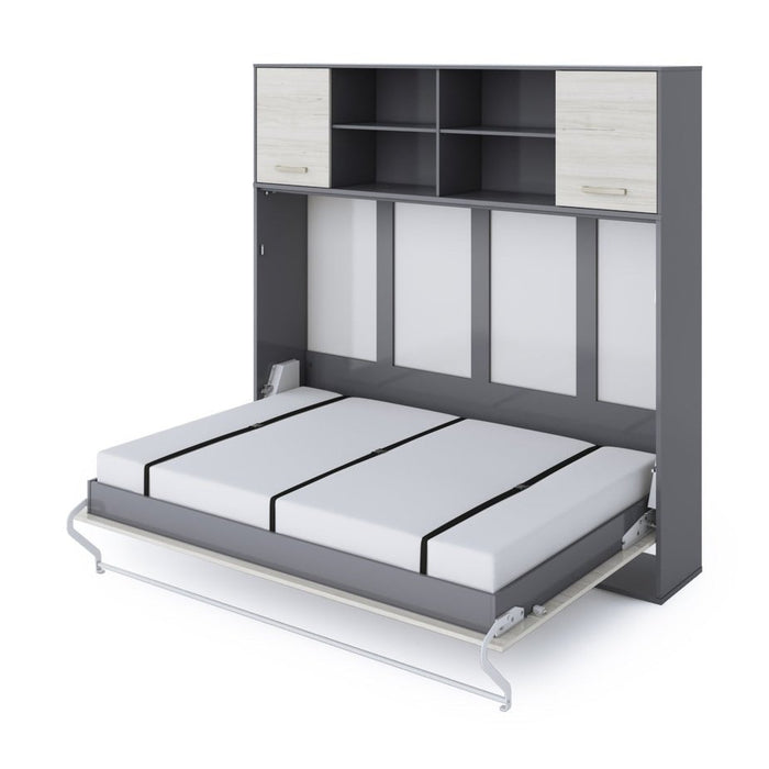 Maxima House Invento Horizontal Wall Bed, European Twin Size with a cabinet on top - IN90H-12W - Backyard Provider
