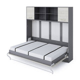 Maxima House Invento Horizontal Wall Bed, European Full XL Size with a cabinet on top - IN140H-12W - Backyard Provider