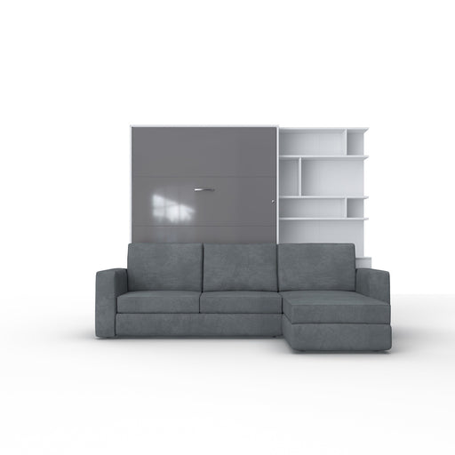 Maxima House Murphy bed European Full XL Vertical with a Sectional Sofa and a Bookcase Invento - IN001/17WG-LG - Backyard Provider