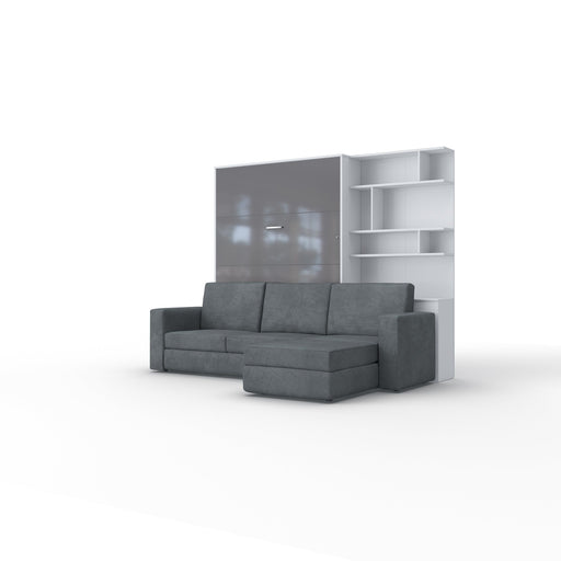 Maxima House Murphy bed European Full XL Vertical with a Sectional Sofa and a Bookcase Invento - IN001/17WG-LG - Backyard Provider