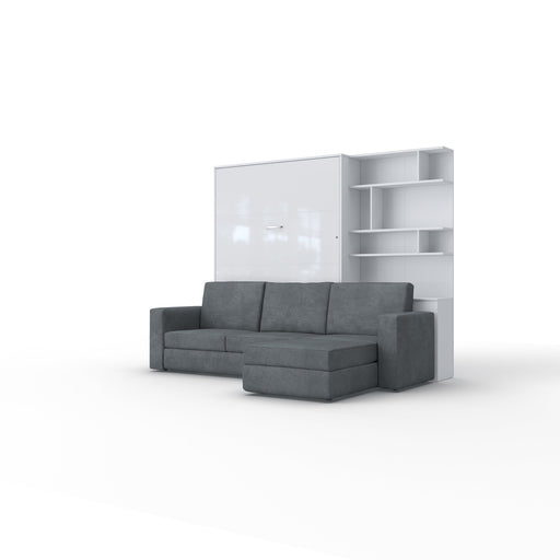Maxima House Murphy bed European Full XL Vertical with a Sectional Sofa and a Bookcase Invento - IN001/17W-LG - Backyard Provider