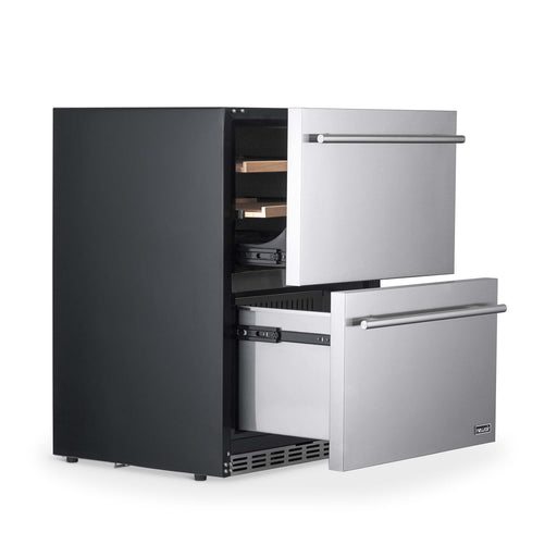 Newair - 24” 20-Bottle/80 Can Dual-Zone Built-in/Freestanding Outdoor Dual Drawer Wine & Beverage Center NOF100SS00