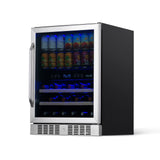 Newair - 24” 20-Bottle/70 Can Dual-Zone Built-in/Freestanding Wine & Beverage Center AWB-400DB in Stainless Steel w/ SplitShelf™ & Smooth Rolling Shelves