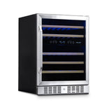 Newair - 24” 46-Bottle Dual-Zone Built-in/Freestanding Wine Cooler AWR-460DB - Stainless Steel w/ Beech Wood Shelves