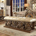 Homey Design Old World Tufted Bench Walnut Carved Wood Traditional - HD-BEN8018