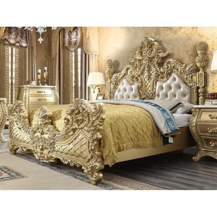 Homey Design Antique Gold & Leather Cal King Bed Traditional - HD-1801 – CK BED