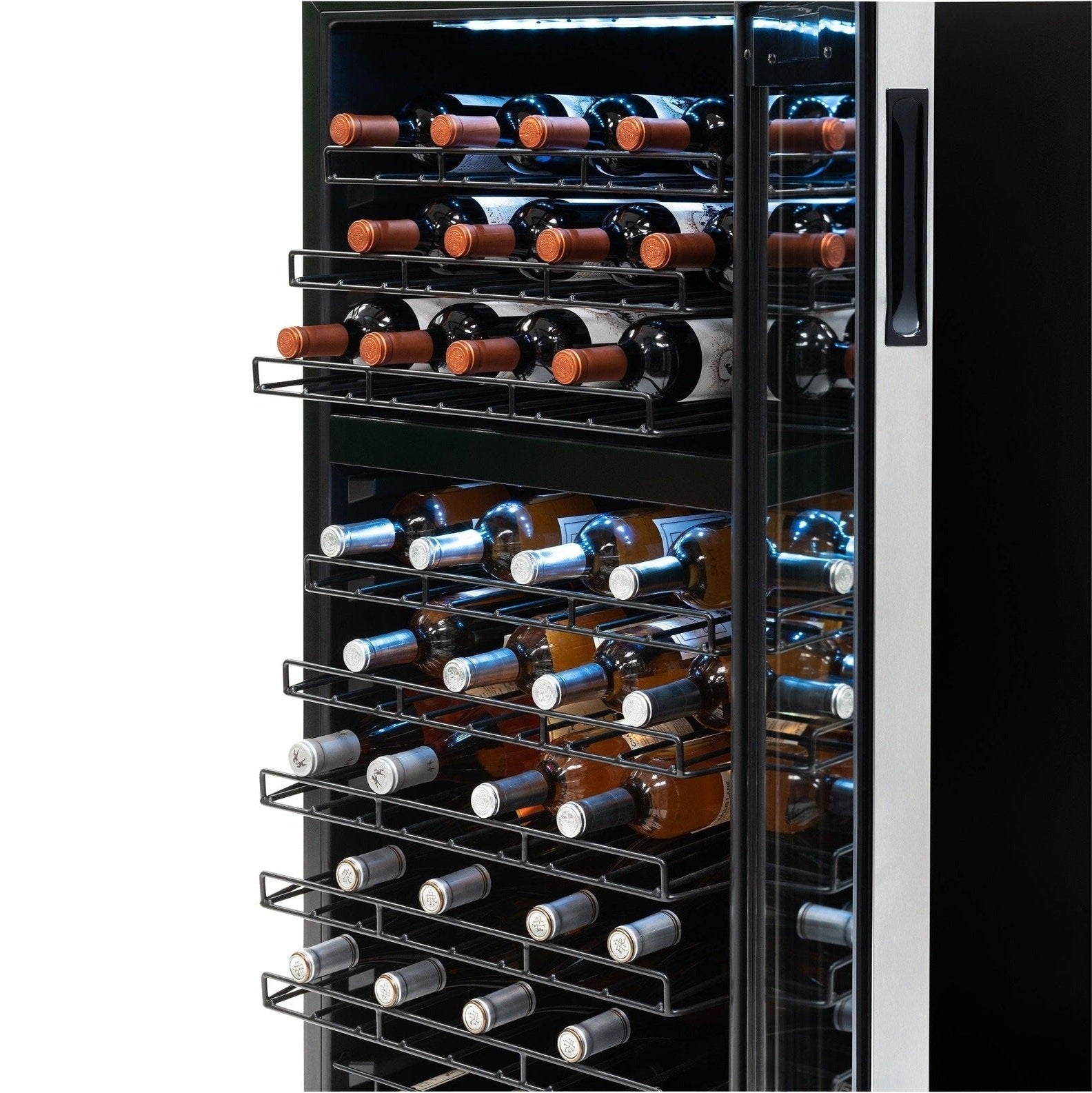 Newair - 76-Bottle Dual-Zone Freestanding Wine Cooler w/ Low-Vibration Ultra-Quiet Inverter Compressor NWC076SS00