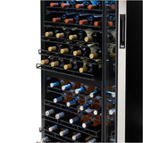 Newair - 98-Bottle Dual-Zone Freestanding Wine Cooler NWC098SS00 w/ Low-Vibration Ultra-Quiet Inverter Compressor & Adjustable Racks