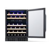 Newair - 24” 46-Bottle Dual-Zone Built-in/Freestanding Black Stainless Steel Wine Fridge NWC046BS00