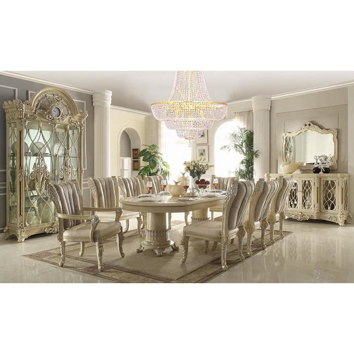 Homey Design Luxury Cream Pearl Wood Arm Chair Set 2Pcs Traditional - HD-AC5800-2PC