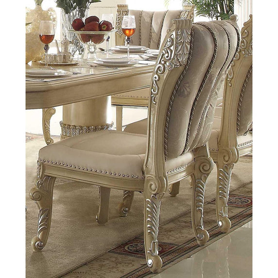 Homey Design Luxury Cream Pearl Wood Side Chair Set 2Pcs Traditional - HD-SC5800-2PC