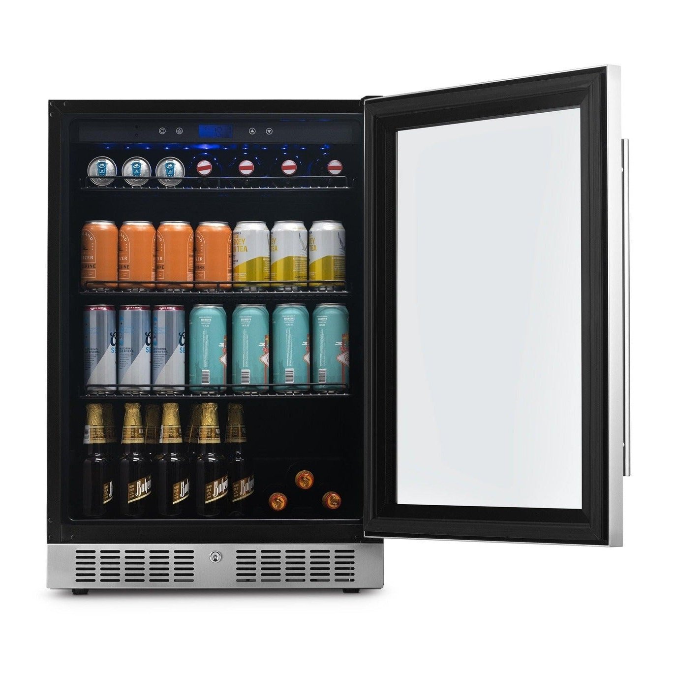 Newair - 24” 224-Can Built-in Premium Beverage Center w/ Color Changing LED Lights NBC224SS00