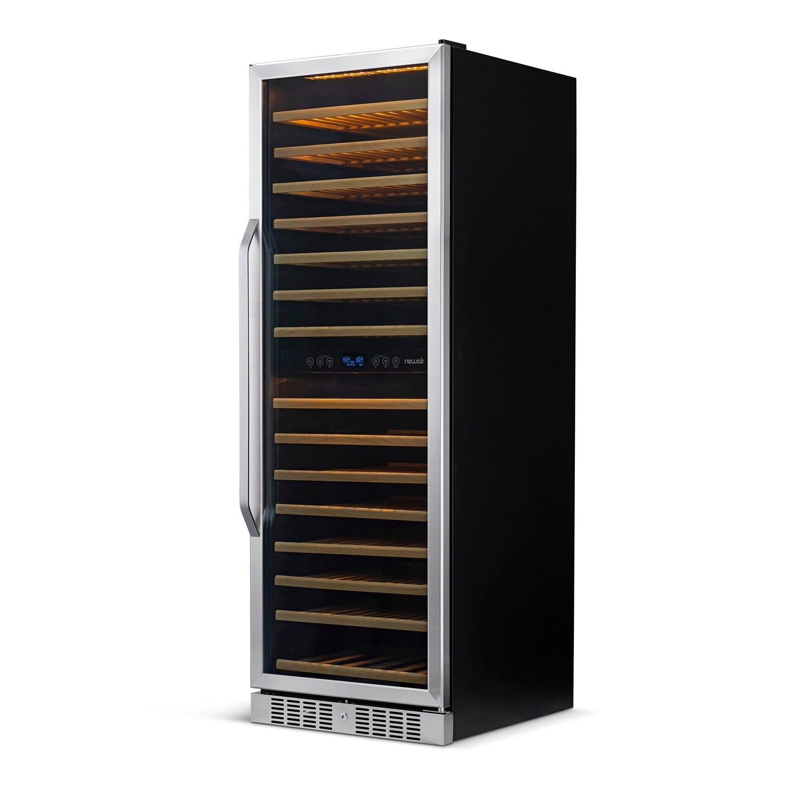 Newair - 27” 160-Bottle Dual-Zone Built-in/Freestanding Stainless Steel Wine Fridge AWR-1600DB - w/ Smooth Rolling Shelves